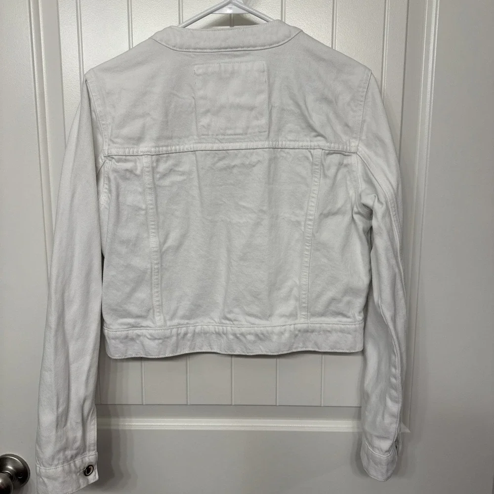 MICHAEL KORS WOMEN'S LONG SLEEVE DENIM WHITE JEAN JACKET SIZE M